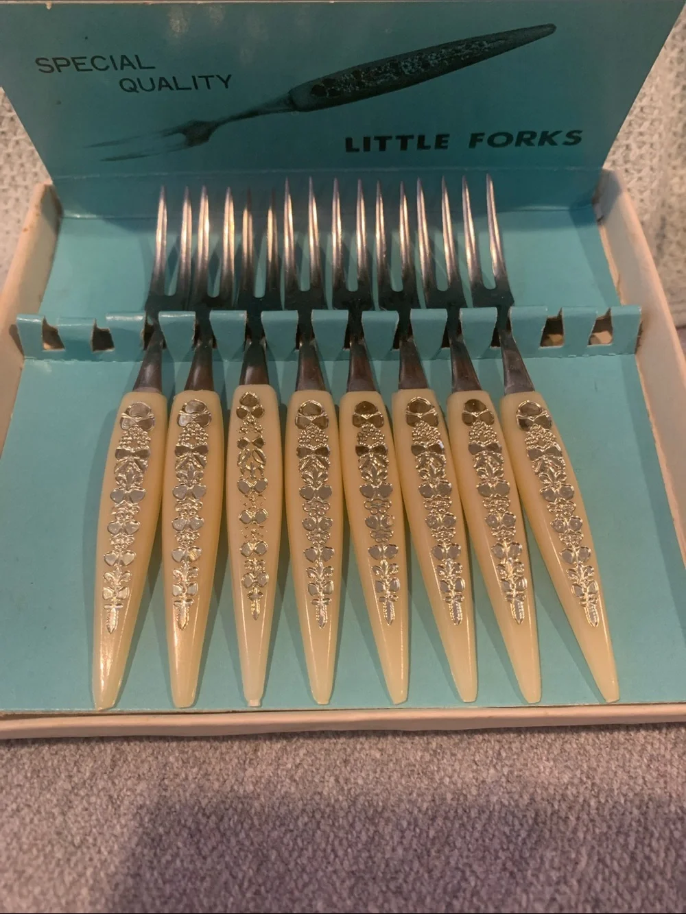Little Fork Stainless Steel Hors d'Oeuvre Forks - Ivory Handles